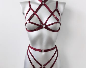 Harness for women full body, Handmade lingerie set Mara II