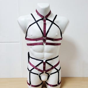 Mens lingerie harness men full body, Jockstraps for men pants and bondage top, Chest men's harness, Gay harness