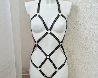 Harness woman outfit, Chest harness for women, Harness lingeries, Fullbody harness, Harness bodysuit, Rave festival clothing