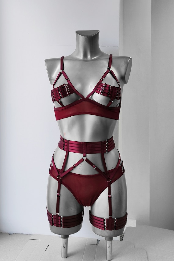 Harness for women full body, Handmade lingerie set Morgana
