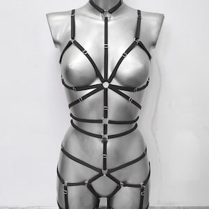 Harness for women full body, Handmade lingerie set Siren II, Fullbody harness, Bondage lingerie set, Festival outwear, Rave clothing