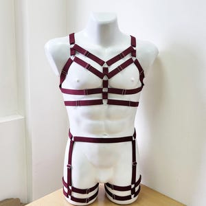 Mens lingerie harness men full body, Jockstraps for men pants and leather top, Chest men&#39;s harness, Gay harness rave outfit