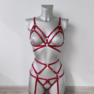 Pink harness set, Open panties, Harness bra, Pink lingeries, Festival lingerie, Neon dance outfit, Rave neon outfit, Neon festival clothing