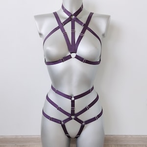 Harness for women full body, Handmade lingerie set Katniss, Chest harness