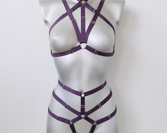 Harness for women full body, Handmade lingerie set Katniss, Chest harness