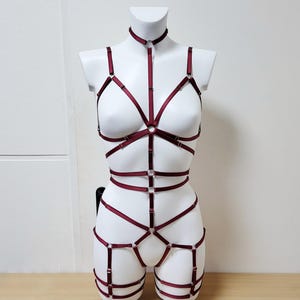 Harness for women full body, Handmade lingerie set Siren II, Bondage lingerie, Transparent bodysuit woman, Leg harness