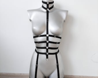 Harness for women full body, Handmade lingerie set Sceleton