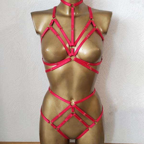 Harness for women full body, Handmade lingerie set Nyx