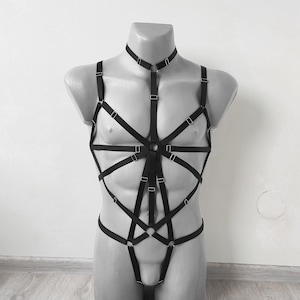 Mens lingerie harness men full body, Jockstraps for men bodysuit, Chest men&#39;s harness, Gay harness, Rave outfit festival clothing