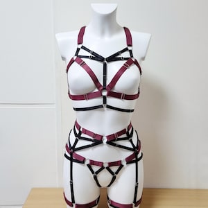 Handmade lingerie set Chaos, Harness for women full body, Rave festival outfit, Bondage harness woman, Transparent lingerie