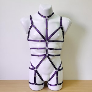 Harnas voor mannen full body, handgemaakte lingerieset Roksolana, jockstraps voor man, borstharnas man, rave-outfit, romper beenharnas