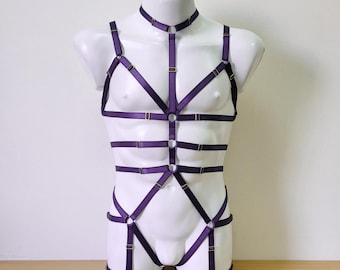 Harness for men full body, Handmade lingerie set Roksolana, Jockstraps for man, Chest harness man, Rave outfit, Leg harness bodysuit
