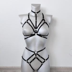 Harness for women full body, Handmade lingerie set Nyx