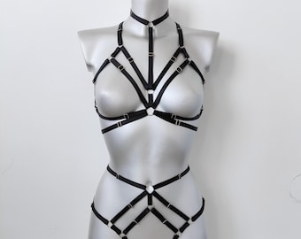 Harness for women full body, Handmade lingerie set Nyx