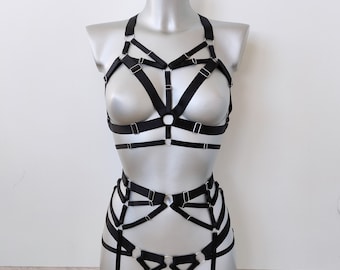 Handmade lingerie set Chaos, Harness for women full body