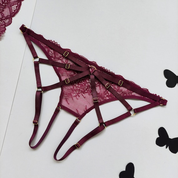 Crotchless Sexy Erotic Women Panties, Harness Bondage BDSM Open Panties,  Lace Strappy Panties -  Denmark