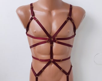 Mens leather lingerie harness men bondages full body, Jockstraps for men bodysuit, Chest men's harness, Gay harness, Queer lingerie