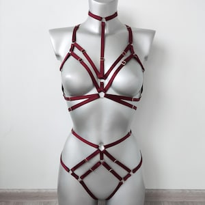 Harness for women full body, Handmade lingerie set Nyx