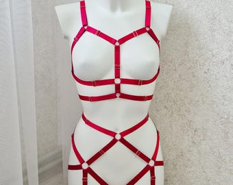 Harness for women full body, Handmade lingerie set Baldur