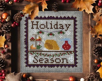 Holiday Season Cross Stitch Pattern | Thanksgiving Cross Stitch | Fall Cross Stitch | Autumn Cross Stitch | Winter Cross Stitch