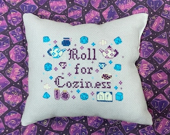 Roll for Coziness Cross Stitch Pattern | DND Cross Stitch | Dungeons and Dragons Cross Stitch | Roll for Initiative play on words