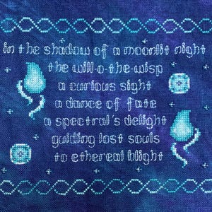 Ethereal Blight Cross Stitch Sampler | Fantasy Cross Stitch | Will-o-the-Wisp Sampler | Spooky Cross Stitch