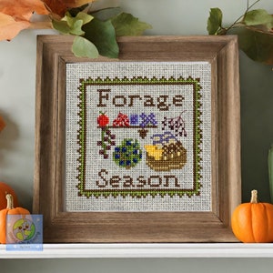 Forage Season PDF Cross Stitch Pattern | Fall Cross Stitch Pattern | Autumn Cross Stitch | Berries, Mushrooms, Food