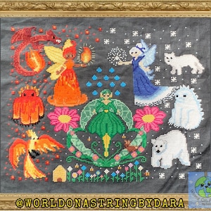 Eis & Feuer Muster | Skurril, Fantasy Geschöpfe, Eis und Feuer, Fantastisch, Geheimnisvoll, Stitch-A-Long