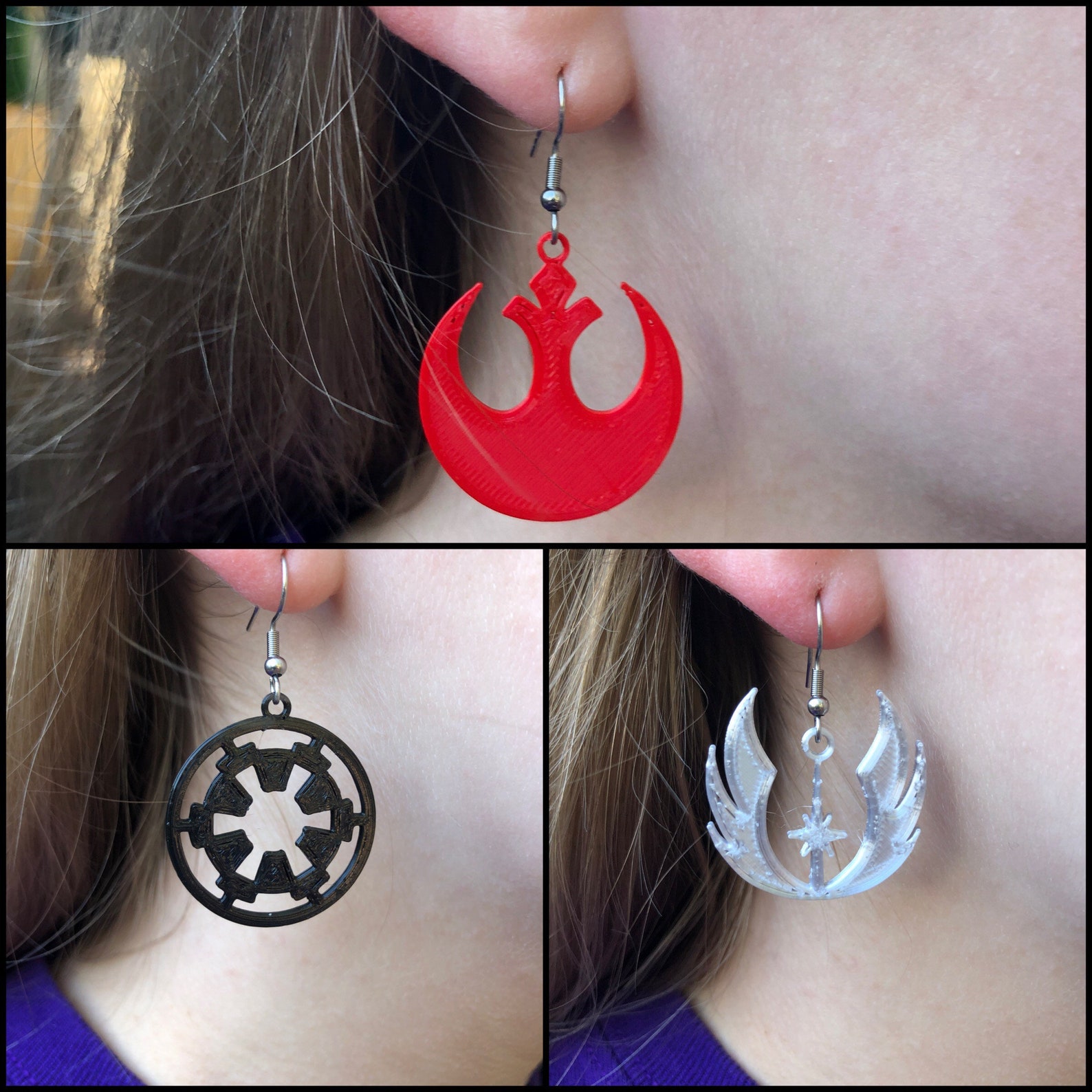 Star Wars Earrings Set Star Wars Earrings Rebel Jedi Etsy