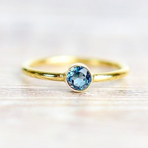 London Blue Topaz Ring in Gold Fill, November Birthstone Rings For Women, Girlfriend Gift image 2