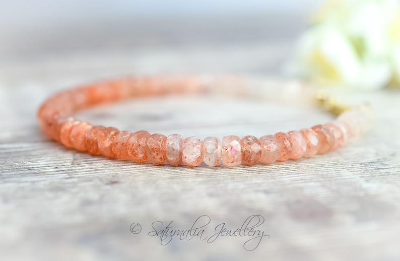 Sunstone Bracelet in Gold Fill Shaded Sunstone Jewellery Unisex Bracelet Good Luck Crystal