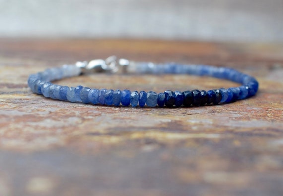 Items similar to Blue Sapphire Bracelet, Ombre Sapphire & Silver ...