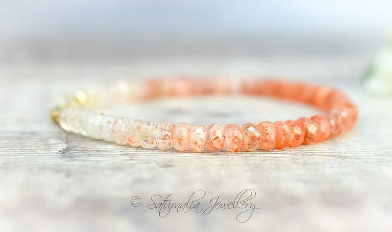 Sunstone Bracelet in Gold Fill Shaded Sunstone Jewellery Unisex Bracelet Good Luck Crystal