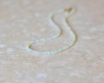 Ethiopian Opal Choker Necklace in Gold Fill, Genuine Welo Opal Necklace, October Birthstone Necklace Gift Her