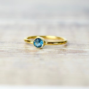 London Blue Topaz Ring in Gold Fill, November Birthstone Rings For Women, Girlfriend Gift image 5