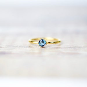 London Blue Topaz Ring in Gold Fill, November Birthstone Rings For Women, Girlfriend Gift image 3