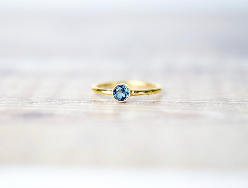 London Blue Topaz Ring in Gold Fill, November Birthstone Rings For Women, Girlfriend Gift image 3