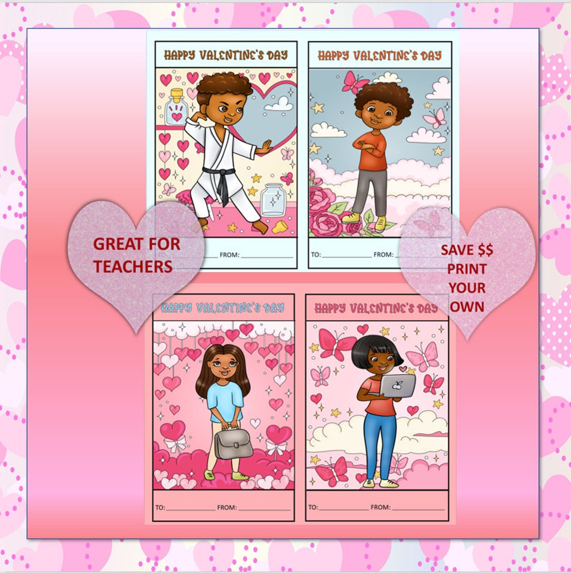 Set of 30 Printable African American Valentine’s Day Cards – Etsy