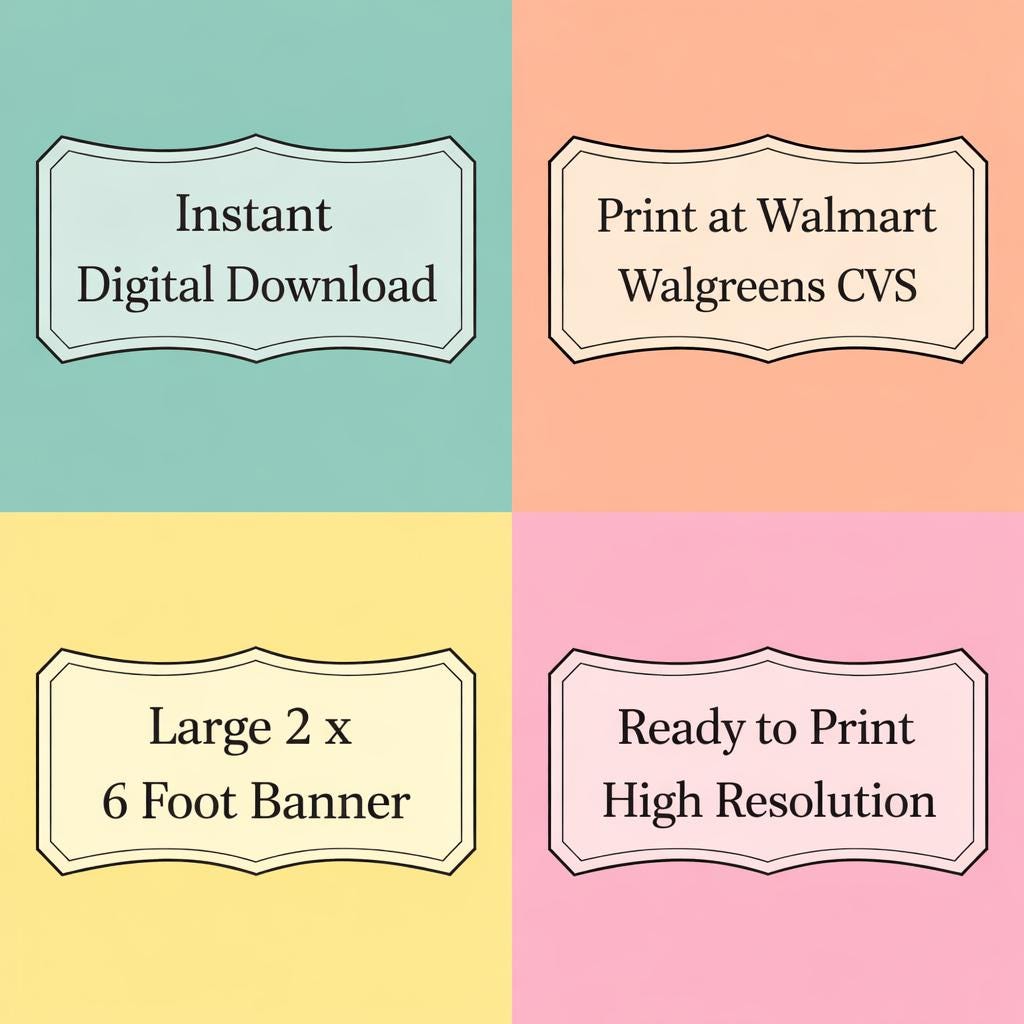 Printable Pink Birthday Banner, Kids Party Decor, Colorful Sign ...