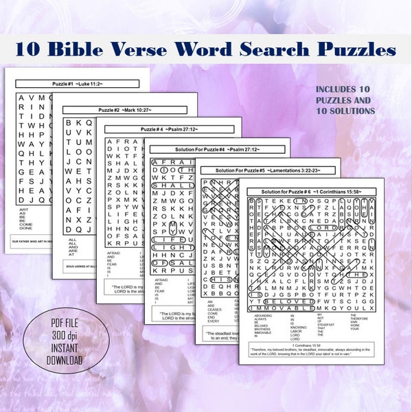 Printable Bible Word Search Etsy