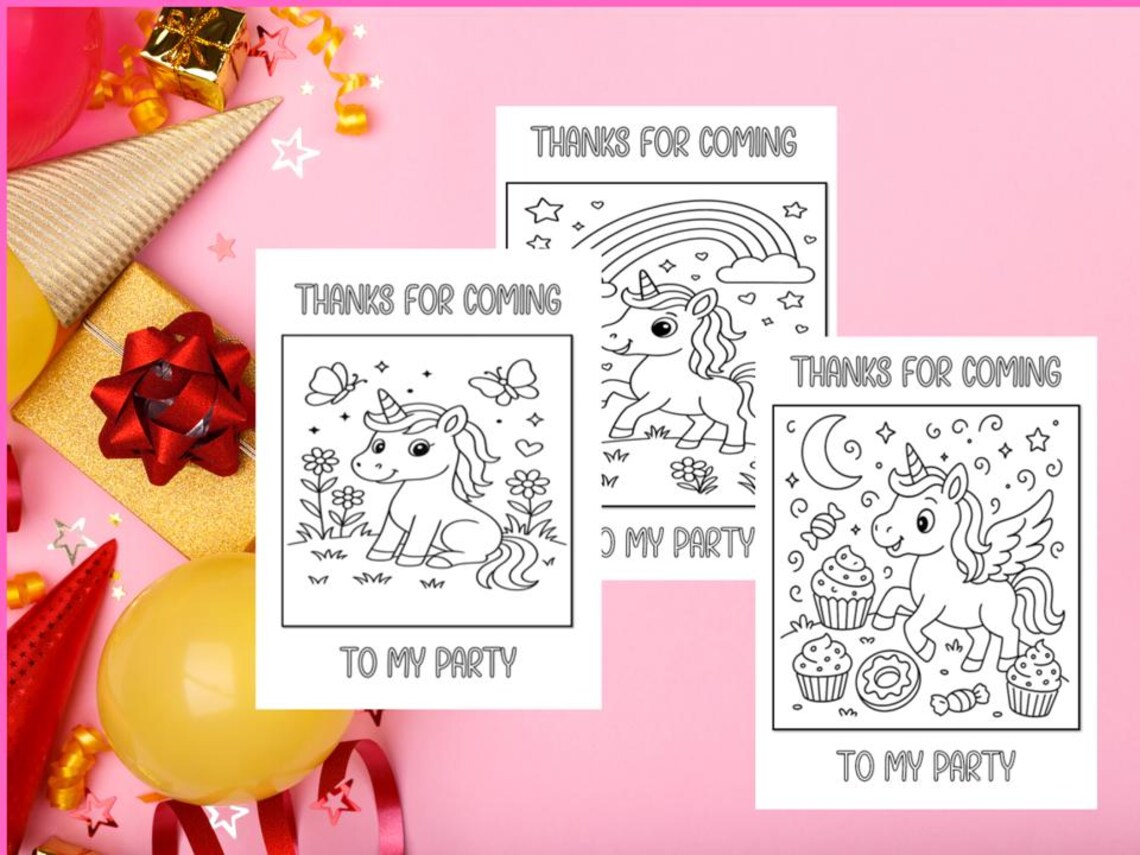 Unicorn Birthday Coloring Page – Party Favor for Kids | Thank You ...