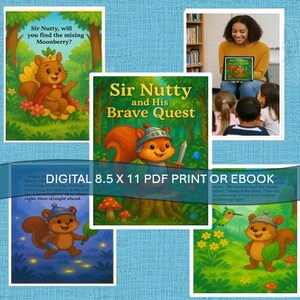 Printable eBook for Kids – Forest Animal Bedtime Story | Instant Download Children&#39;s Storybook | Classroom Reading | Sir Nutty the Squirrel