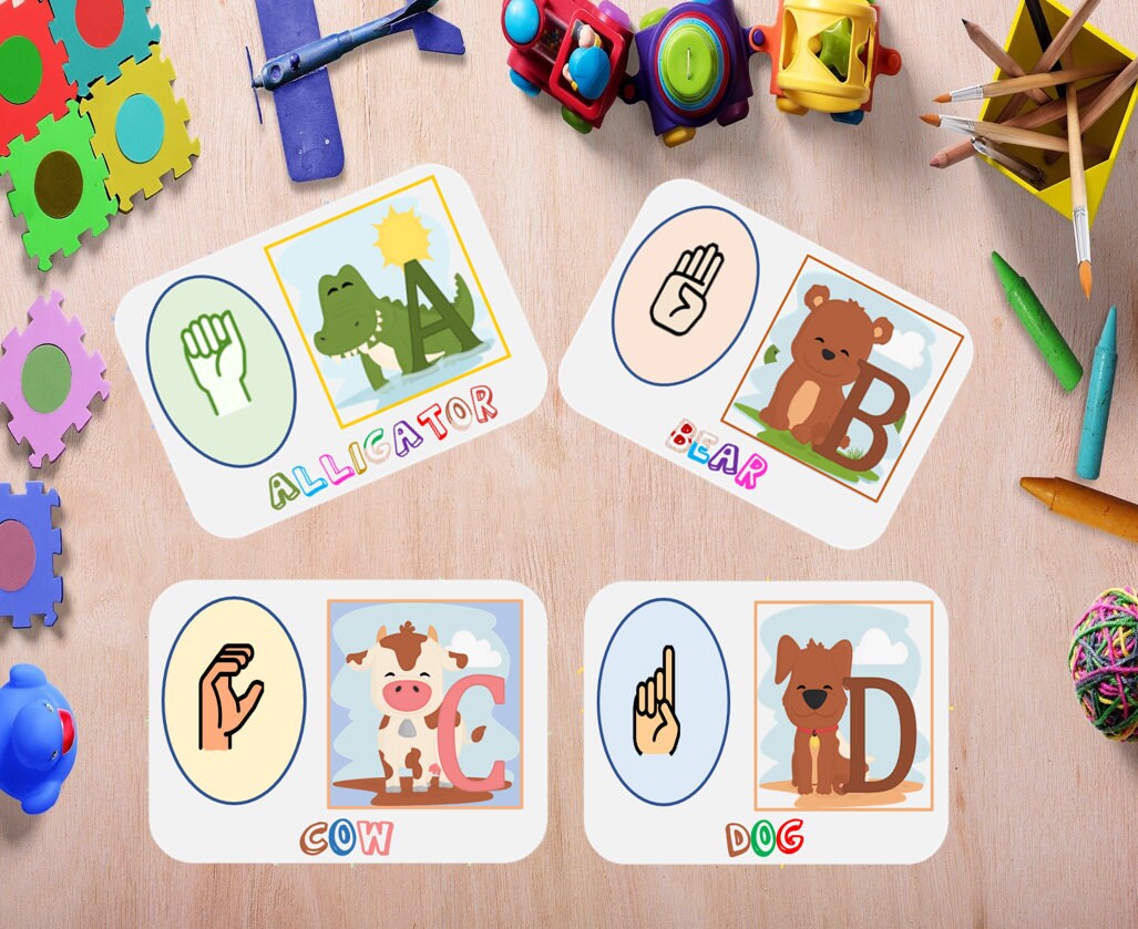 ASL Alphabet Flash Card Set, Printables, Instant Download, Hand ...