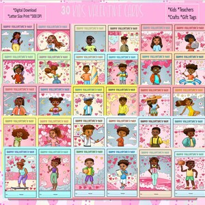 Set Of 30 Printable African American Valentine'S Day Cards - Etsy