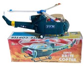 Vintage Helicopter Toy 1960s Battery Operated S.H (Horikawa) Japan SUPER BRITE COPTER Plastic Toy U.S. Army Attack