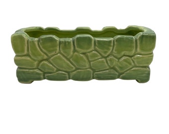 McCoy Pottery Planter Pot Green Rectangular Rock Vintage