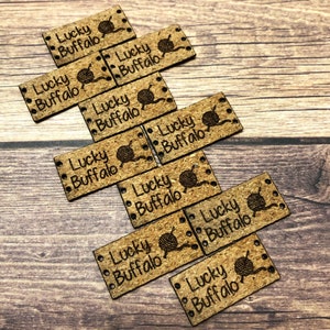 MINI LEATHERETTE Faux Leather tag, Personalized Leatherette garment tag for Crocheted, Knitted, Sewed garments