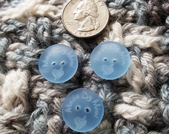 MINI ACRYLIC Button, Laser Etched BUTTON Tag, Laser Etched acrylic garment Tag, Laser etched acrylic tag for Crochet Knitting Weaving Sewing