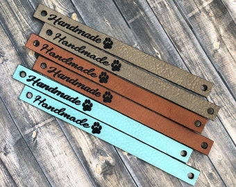 SKINNY LEATHERETTE Etiqueta grabada con láser, etiqueta de piel sintética para prendas de ganchillo, tejidas y cosidas, Etiqueta delgada para remaches