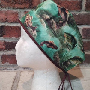 Fish Surgical Fishing Scrub Cap Fisherman Adjustable Unisex Doctor Nurse Dentist Vet Tech